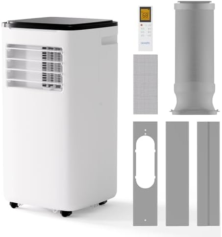 Portable Air Conditioner for Room up to 350 sq.ft, 10,000 BTU A/C Unit with Dehumidifier and Cooling Fan with 2 Speeds, 24-Hour Timer, Sleep Mode, Remote Control, Window Installation Kit