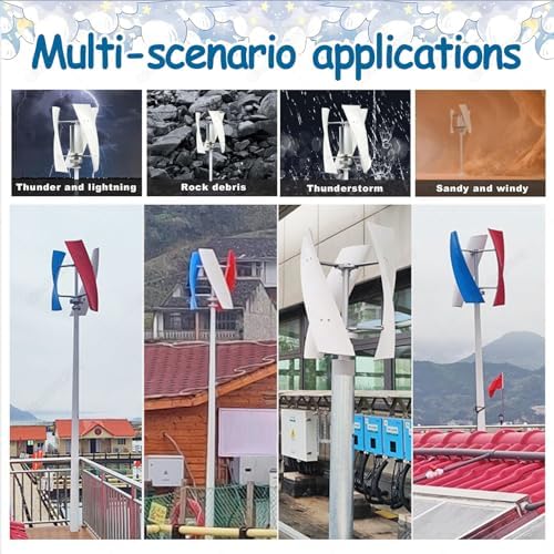 Complete Vertical Wind Turbine Kit 100W with MPPT Controller, 3-Blade Magnetic Generator, 360° Wind Direction Adaptation for Home, Garden, Farm, Boat & Outdoor Lighting