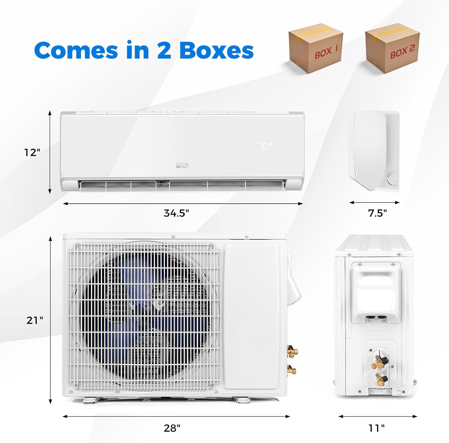 ARLIME 12000 BTU Wifi Enabled Mini Split Air Conditioner & Heater, 22 SEER2 208-230V Inverter AC Unit Cools Rooms up to 750 Sq. Ft, Energy Efficient Split Wall AC w/Heat Pump & Installation Kit