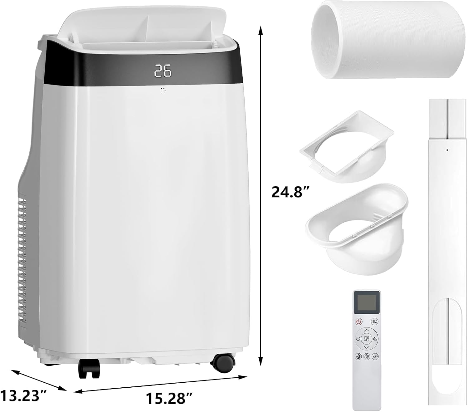 10,000 BTU Portable Air Conditioner, 3-In-1 Free-Standing Cooling AC Unit with Dehumidifier/Fan, Remote Control, Quiet Sleep Mode, 24H Timer, for Room