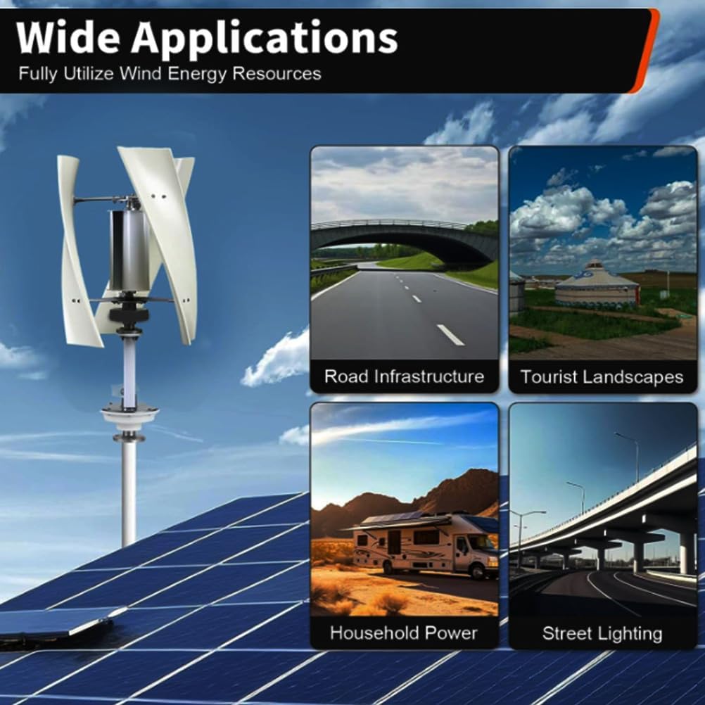 3000W 12V 24V 48V Vertical Wind Turbine Maglev Wind Generator with Controller, Home Wind Power Turbine Generator for Home Industrial Energy (White),12V