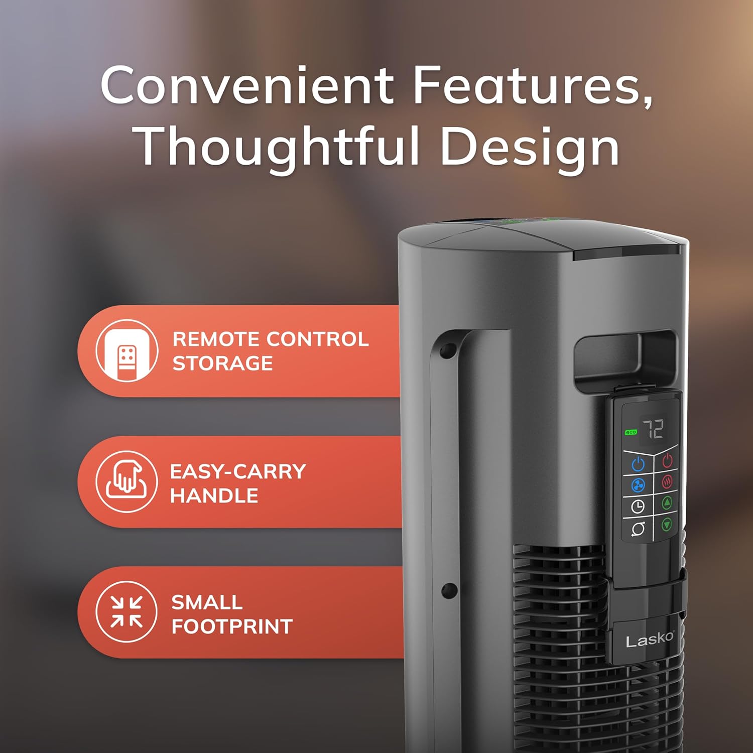 Lasko Oscillating All Season Tower Fan and Space Heater in One for Home with Adjustable Thermostat, Overheat Protection, 4 Fan Speeds, 3 Heat Settings and Remote, 42 Inches, 1500W, Gray, FH515