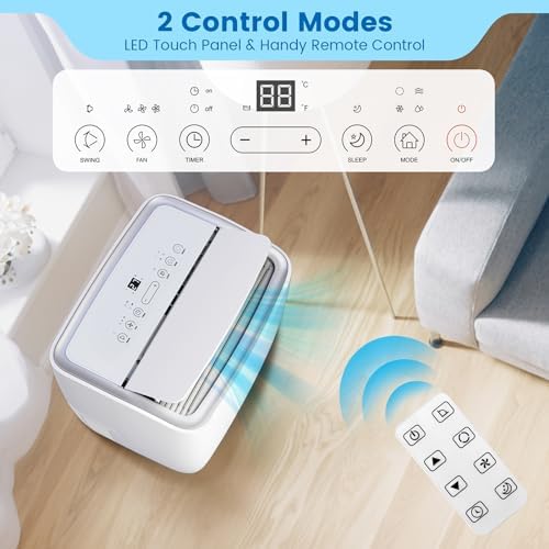 GAOMON 12000 BTU Portable Air Conditioner, Portable AC with Remote Control for Room up to 550 Sq.Ft, 3-in-1 Functions/Digital Display/24 Hrs Timer/Caster Wheels for Home/Office/Dorms