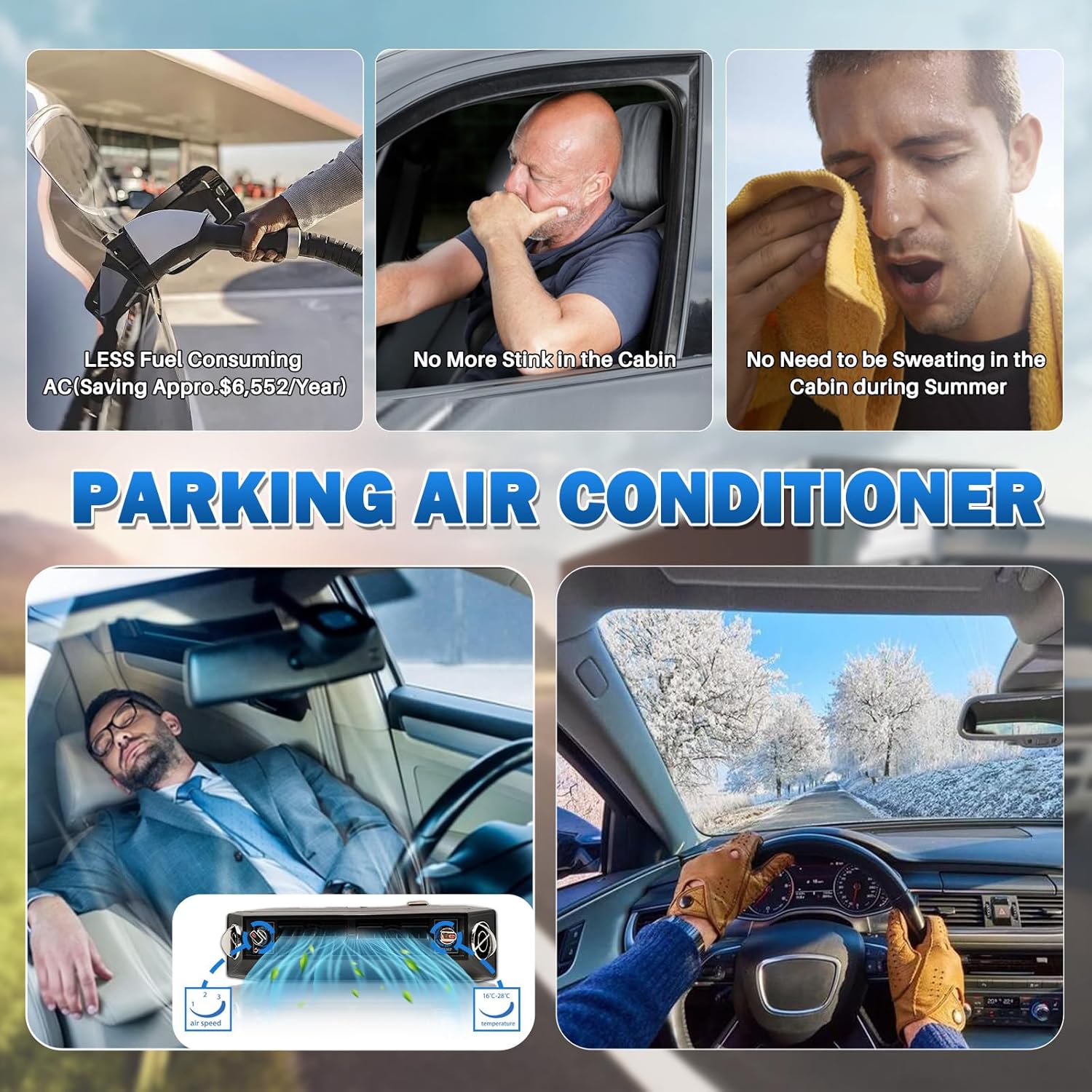 Under Dash Air Conditioner 12 Volt 10000BTU, Universal Air Conditioner 12V A/C for Car, 3-in-1 Compressor&Condenser APU, Low Noise Rapid Cooling for Car, Automotive, Sedan, Pickup