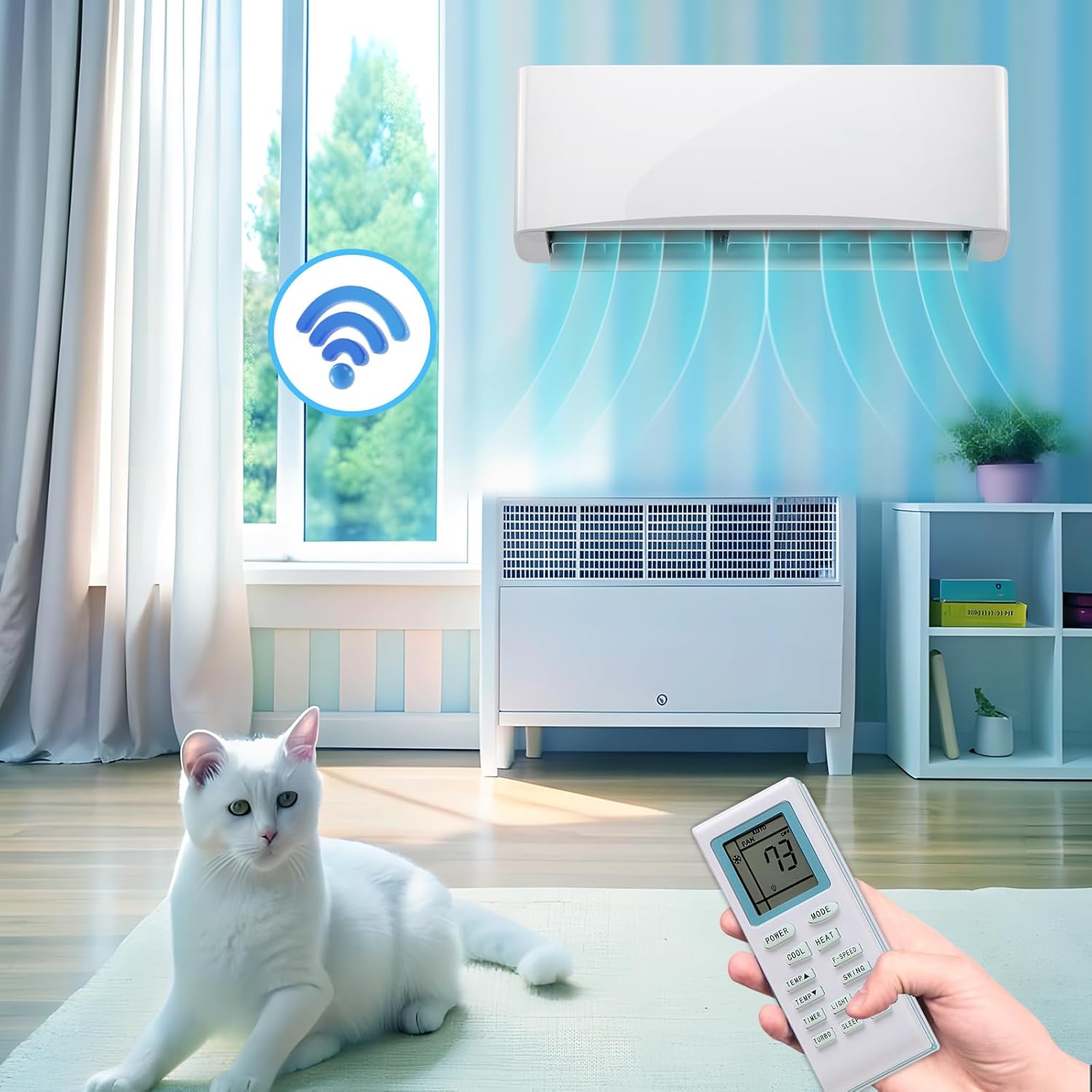 12000 BTU Mini Split Air Conditioner/Heater with Heat Pump 17 SEER2 115V Split AC Unit, Max Coverage Area Up to 750 Sq. Ft, Remote Control, Multiple Modes White