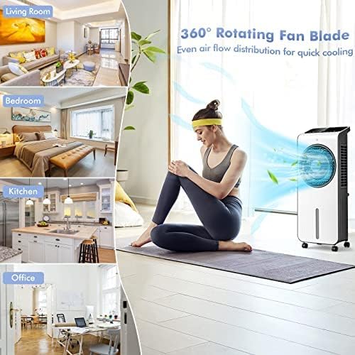 PETSITE Evaporative Air Cooler, 3 In 1 Portable Air Conditioner with Remote Control, 24 Speeds, 12 H Timer, 2 Ice Boxes, Swamp Cooler for Home, Bedroom and Office