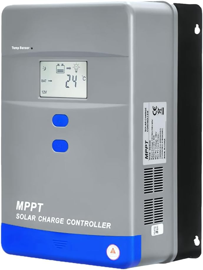 100A MPPT Solar Charge Controller 12V/24V/36V/48V Auto Battery Regulator LCD Display,MAX PV Panel Input 5200W for AGM, Gel, Flooded and Lithium Battery Charging, High-Efficiency Energy Conversion​