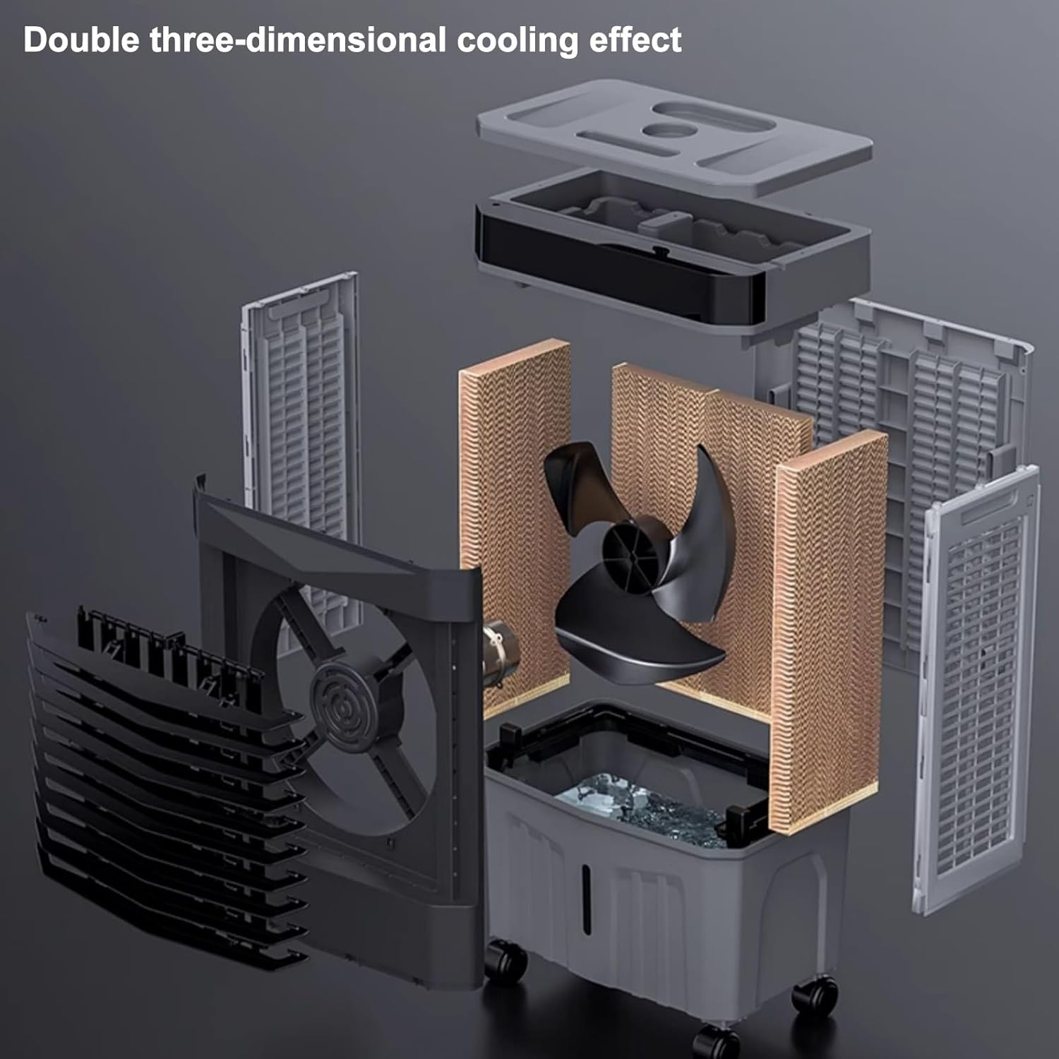 Swamp Cooler Air Conditioner, Evaporative Air Cooler with 4 Ice Box, 120°Oscillation, Portable Cooling Fan with 3 Speeds for Bedroom Home Office(48x35x100cm/19x14x39inch)