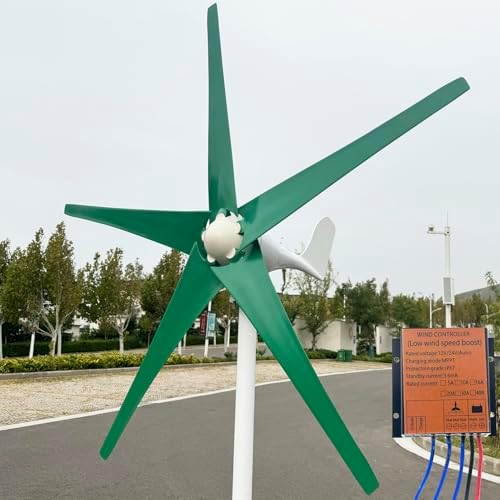 800W-1200W Wind Turbine Generator Kit - 12V/24V/48V with MPPT Controller, 5 Efficient Green Blades, 2.5m/s Start Speed, Pure Copper Core for Boats and Homes, 1000W Power Output
