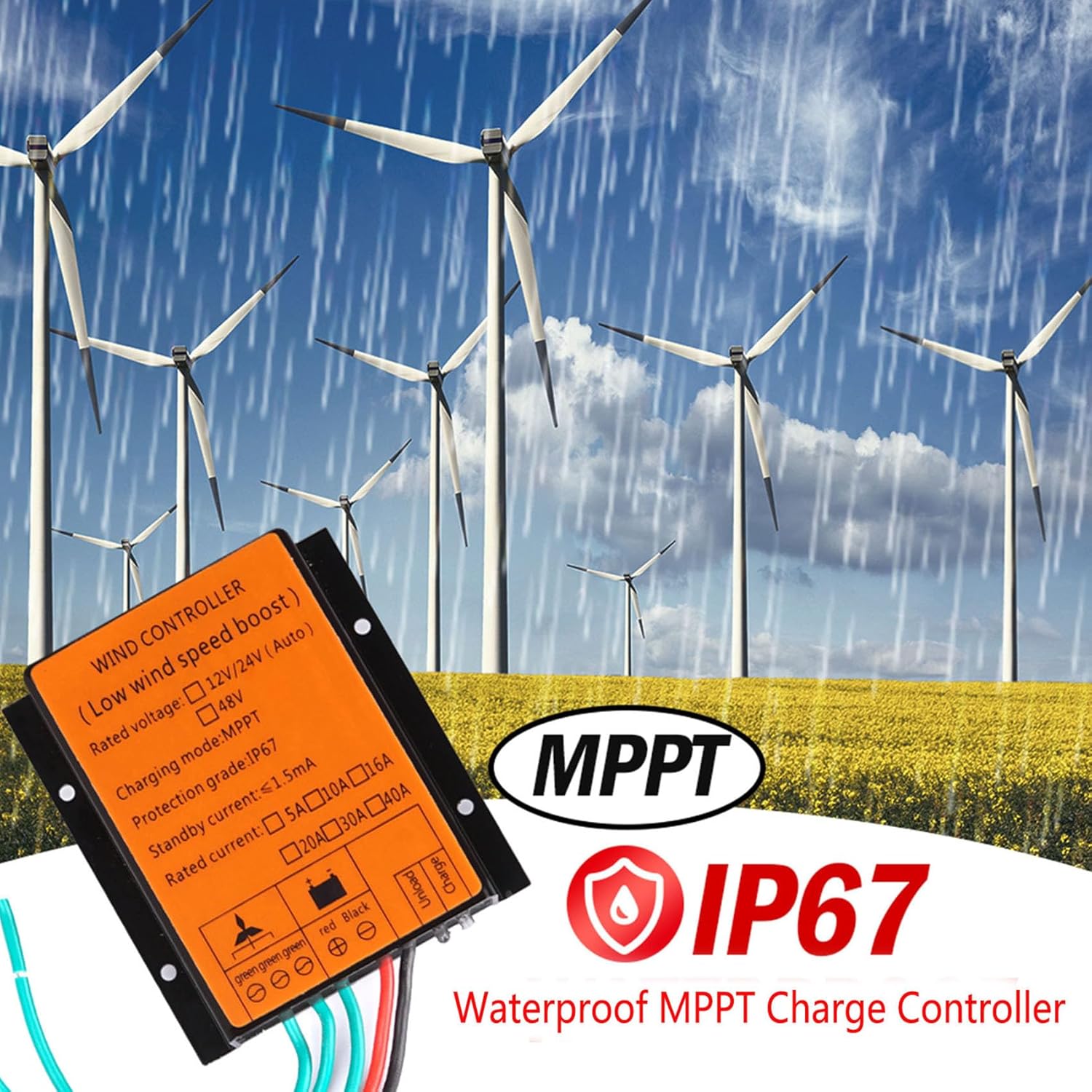 Mini Wind Turbine Generator Controller 2000W Wind Turbine Charge Controller IP67 Waterproof Automatic Controller Suitable for Wind Turbine System,12V