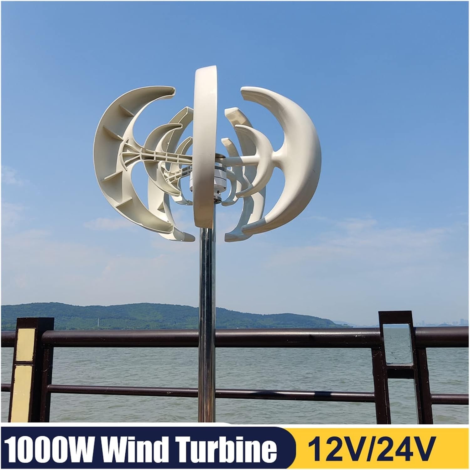Wind Turbine, 1000W 24V Vertical Wind Turbine with MPPT Hybrid Controller Small Wind Turbine Home Use Low Noise Efficiency Wind System(with MPPT Controller,12V)