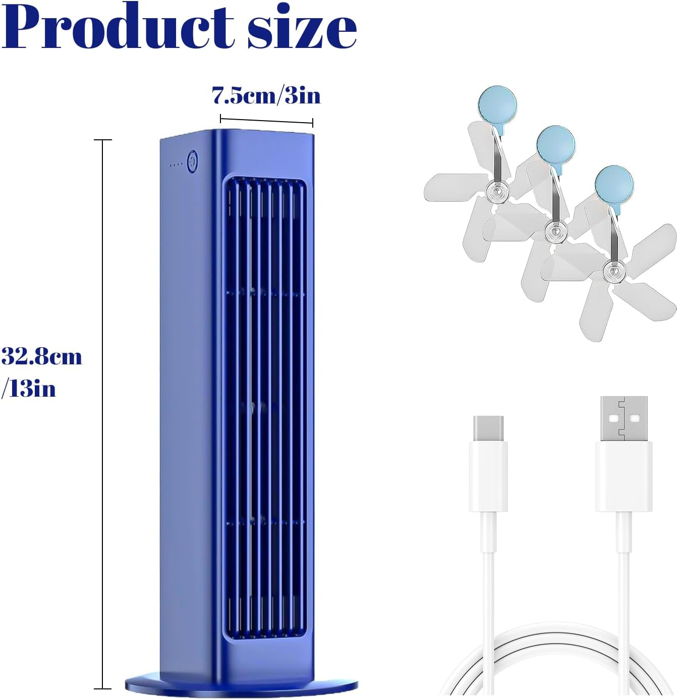 Portable Kitchen Cooling Air Conditioner, 3 Speeds with Air Conditioner Wind Deflector, Turbo Compression Cooling, USB Rechargeable Suitable for Kitchen, Bedroom and Living Room (white)