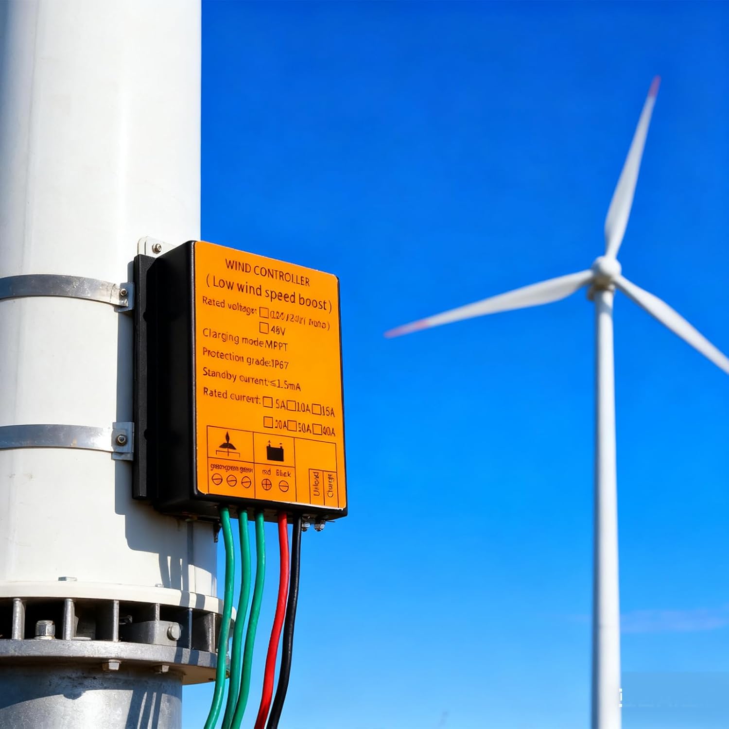 2000W Wind Charge Controller,Small Wind Turbine Generator AC 12Volt Waterproof Wind Turbine Generator Charge Controller Regulator 12V/24V/48V,Yellow