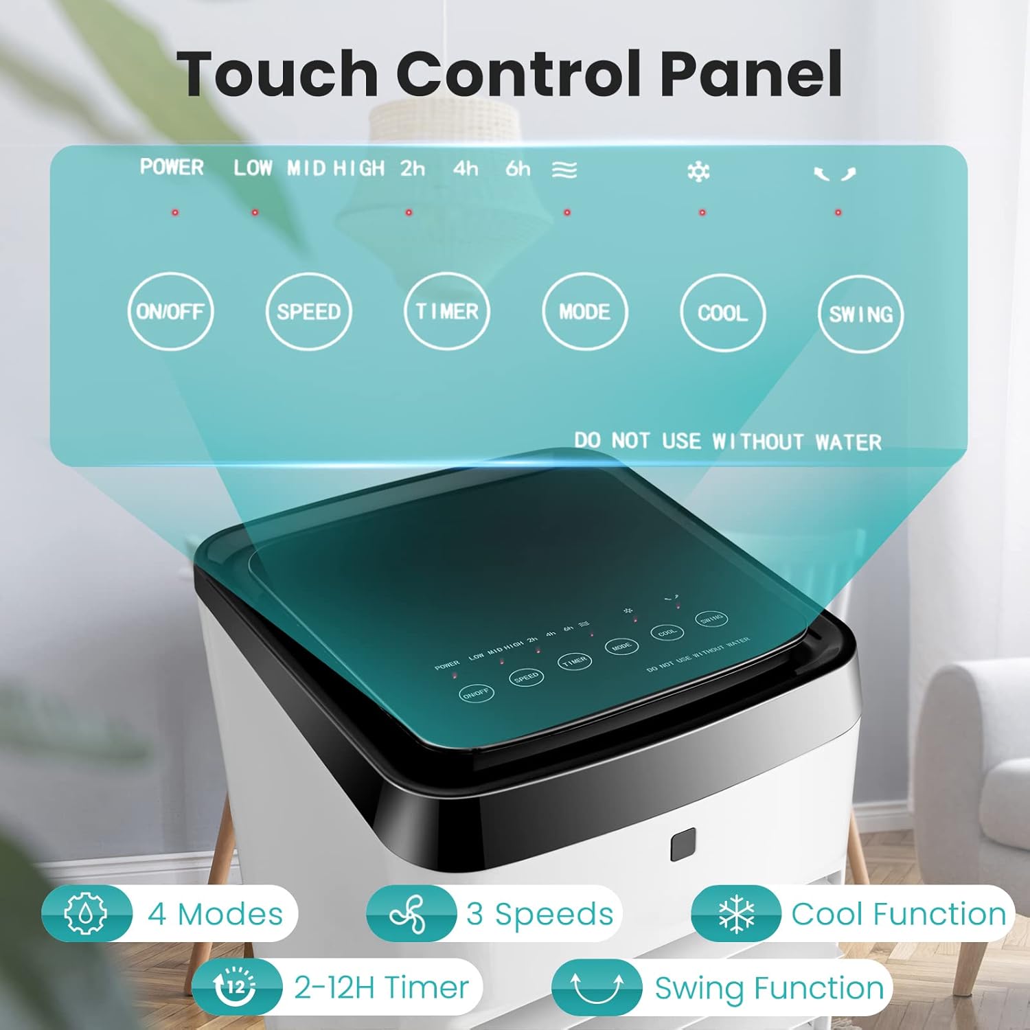 GOFLAME Evaporative Air Cooler Portable, 3-in-1 Humidifying Cooling Fan with Remote, 3.5L Water Tank, 2 Ice Packs, 4 Wind Modes, 3 Speeds & 12H Timer, 70° Oscillation Swamp Cooler for Home Office