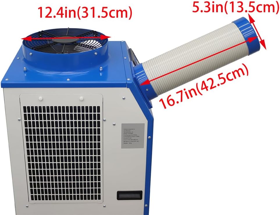 Industrial Portable Air Conditioner with Wheels 14L Large Tank Commercial Spot Cooler Adjustable Air Outlet Ideal for Hospitals Workshops Outdoor Events 110V 1.4KW