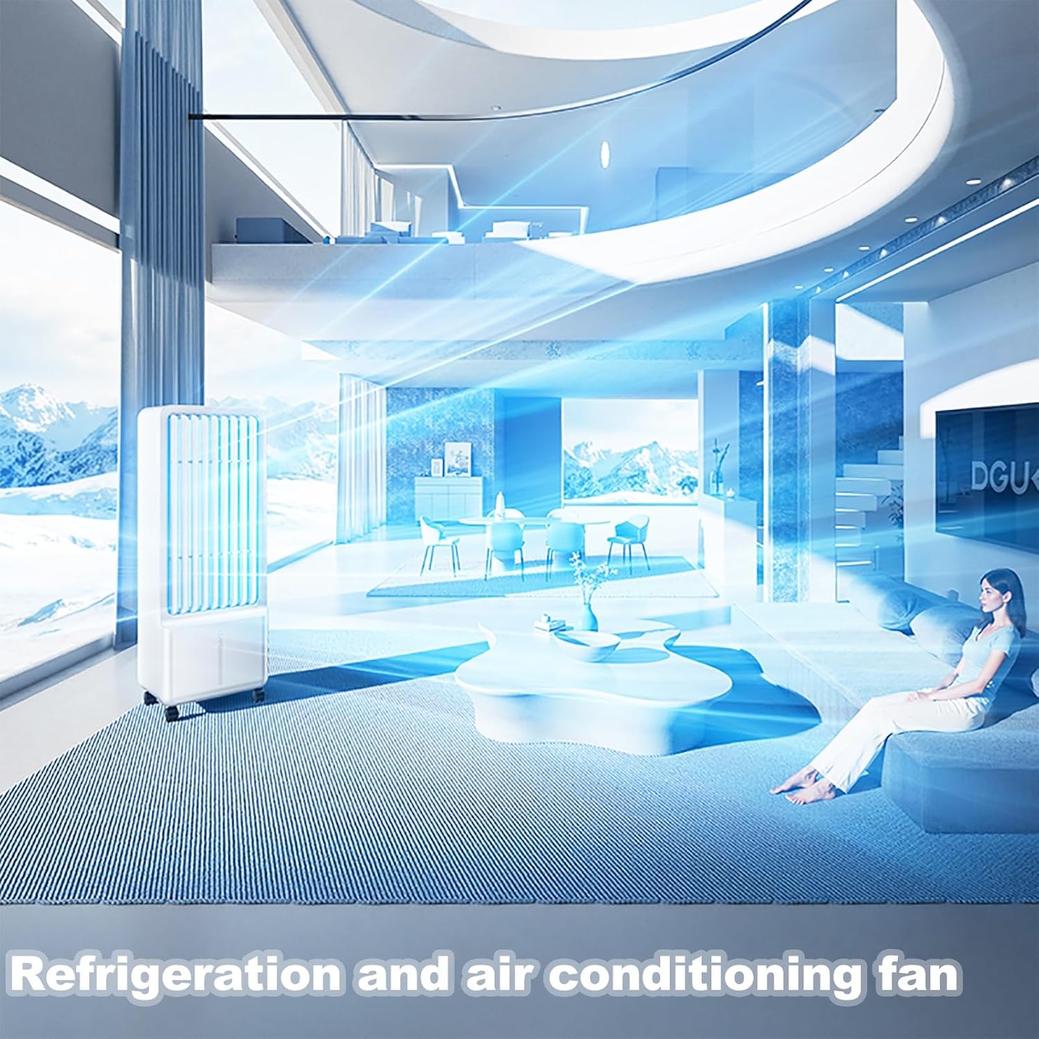 Portable Air Conditioner, Semiconductor Cooling Unnecessary Ice Packs, 5-7 L Tank, 7.5 H Timer