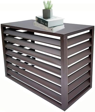 Aluminum Central Air Conditioner Protection Cover, Outdoor All Weather Freestanding Privacy Screen Fence Panels Trash Can Enclosure Flower Stand Decorative Outdoor AC Unit Cover ( Color : Grey , Siz