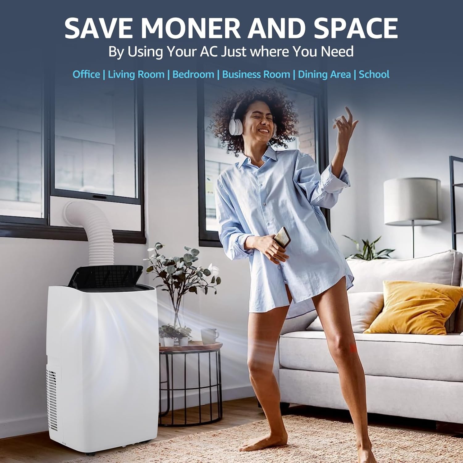 12,000 BTU Portable Air Conditioner, Cools Up to 550 Sq. Ft, 3-In-1 Room Air Conditioner with Remote/24Hrs Timer, Easy Install Kit for Home