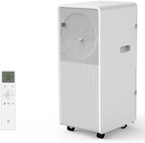 8,000 BTU Portable Air Conditioner with Remote Control - 3-In-1 Free Standing AC Unit with Dehumidifier & Fan for Rooms Up to 350 Sq.Ft, Includes Sleep Mode, 3 Speeds, 24H Timer & Window Kit, White