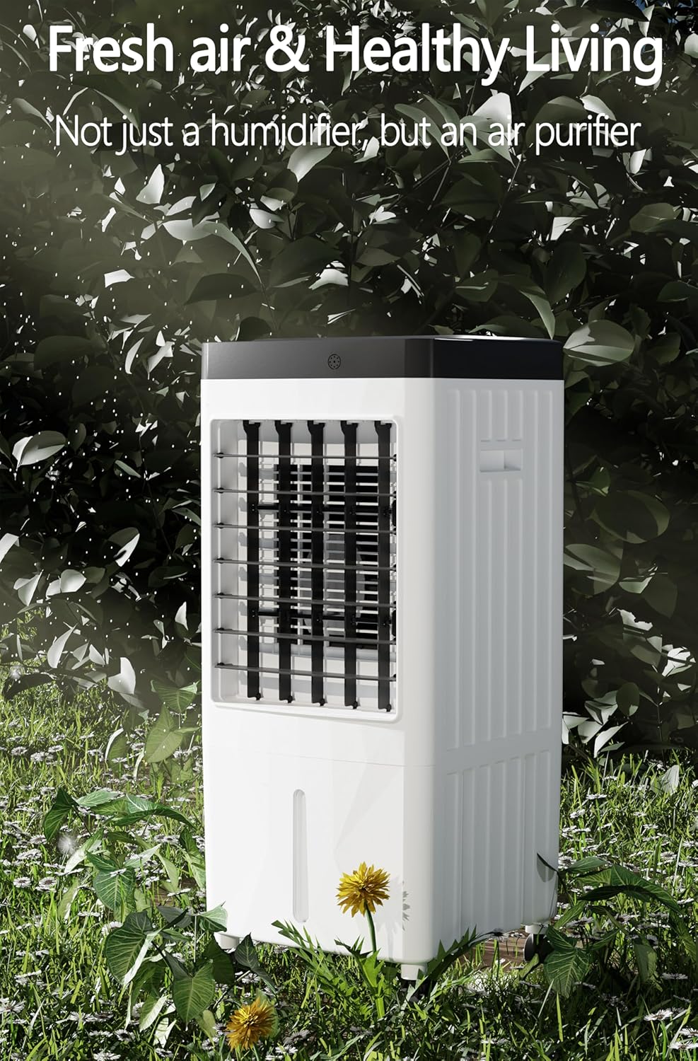 3-IN-1 Evaporative Air Cooler & Humidifier Fan, Energy Efficient Swamp Cooler with Remote, 3 Speeds, Timer - Indoor/Outdoor Cooling for Home, Room, Office, Low Energy AC Alternative