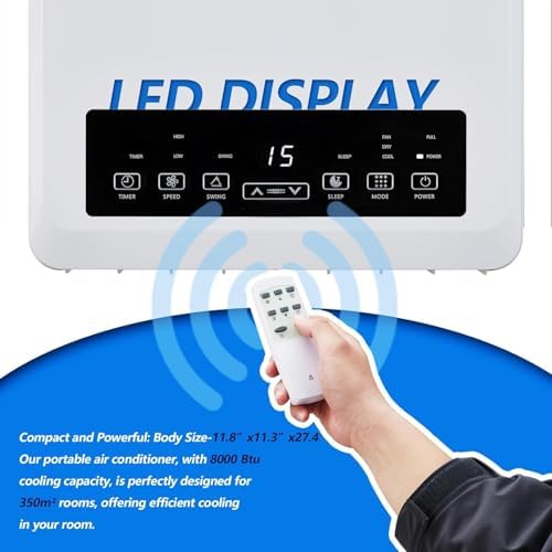 Portable Air Conditioner,8,000 BTU Cools Rooms Up to 350 Sq.Ft. 3 Modes, Remote Control, Easy Installation Kit Included,White
