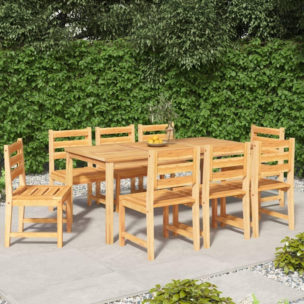 9 Piece Patio Dining Set Solid Wood Teak Garden Furniture