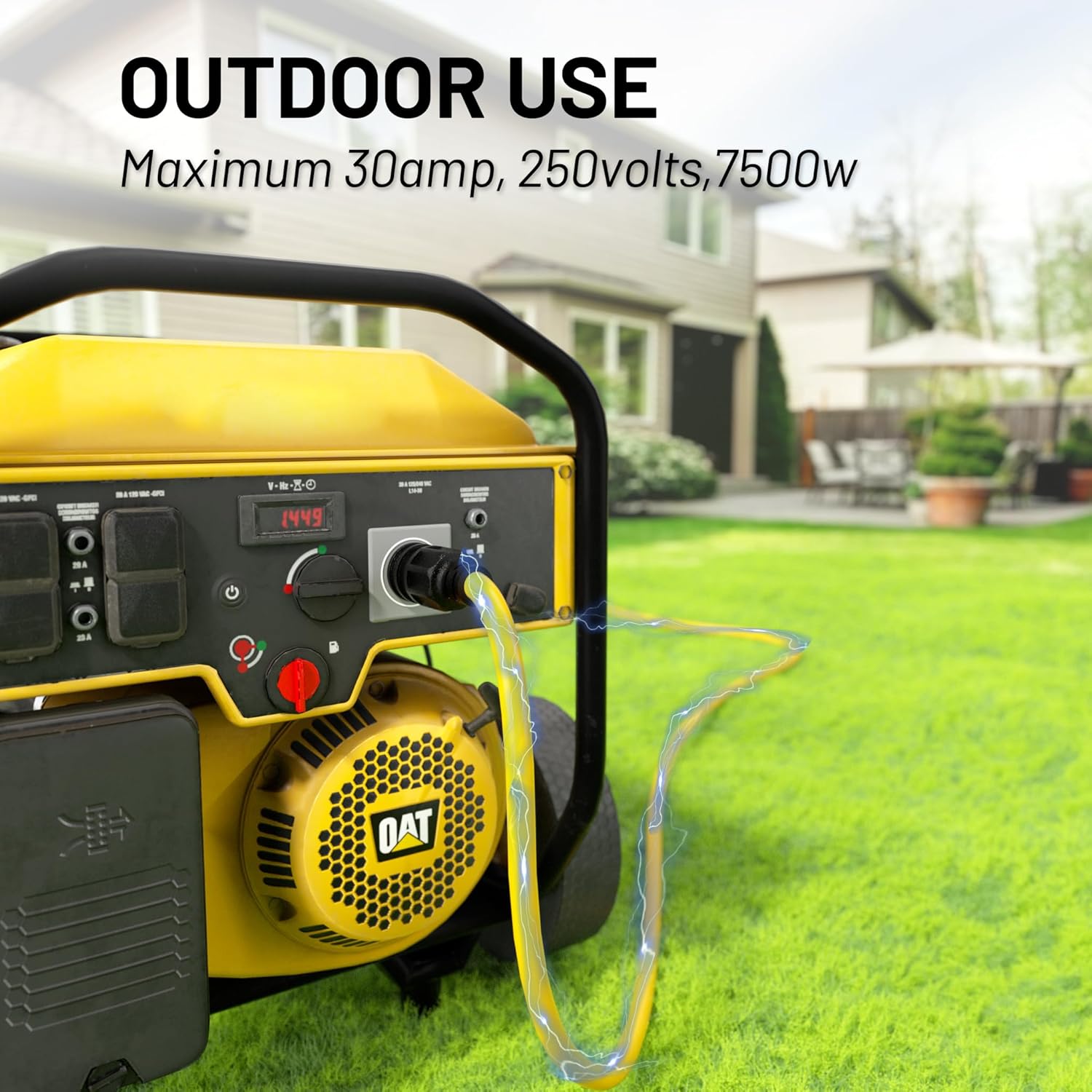 50FT 30 Amp Generator Cord, Outdoor Heavy Duty 4 Prong Extension Cord with Twist Lock, NEMA L14-30P/L14-30R, 30A 125/250V, 10 Gauge, STW, for Home Emergencies, RVs, ETL Listed, Yellow