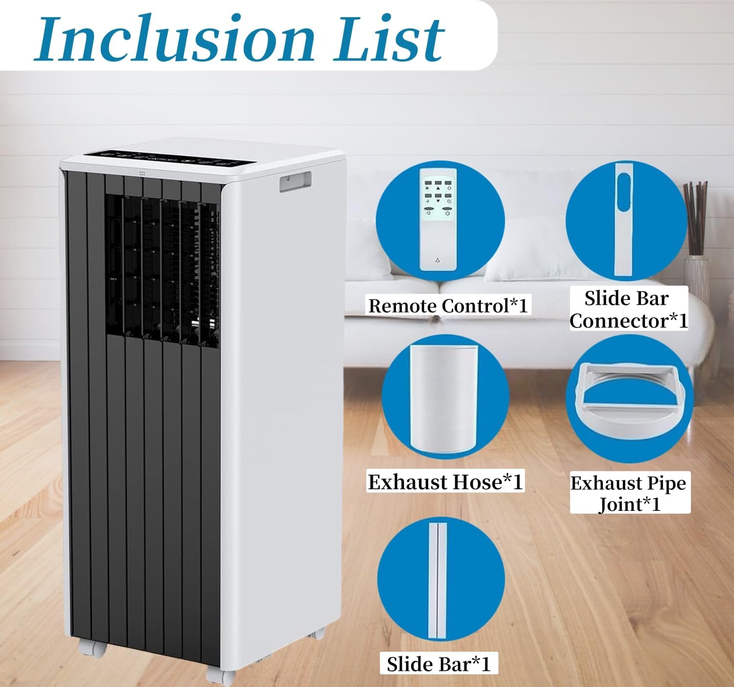 8,000 BTU Portable Air Conditioner - 3-In-1 Cooling, Dehumidifier & Fan for Rooms Up to 350 Sq.Ft. - Quiet AC Unit With Remote, 24H Timer & Window Kit