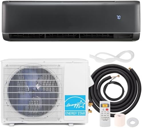 SIMOE 18000 BTU Mini Split Air Conditioner with 1.5 Ton Pre-Charged Heat Pump Ductless Inverter System, 21 SEER2 208-230V, 9.5 HSPF, Energy Efficient Split AC Cools Up to 1000 Sq. Ft, Grey