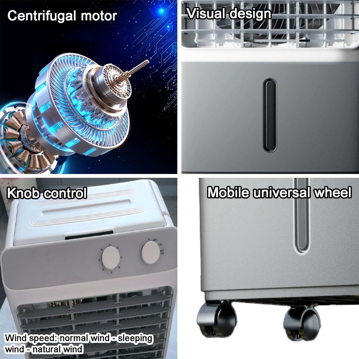 Evaporative Cooler, Knob Type Swamp Cooler, Portable Air Conditioners with 4 Ice Crystals, 3 Speed, 120° Oscillation for Room, Patio, Garage(78cm/31in)