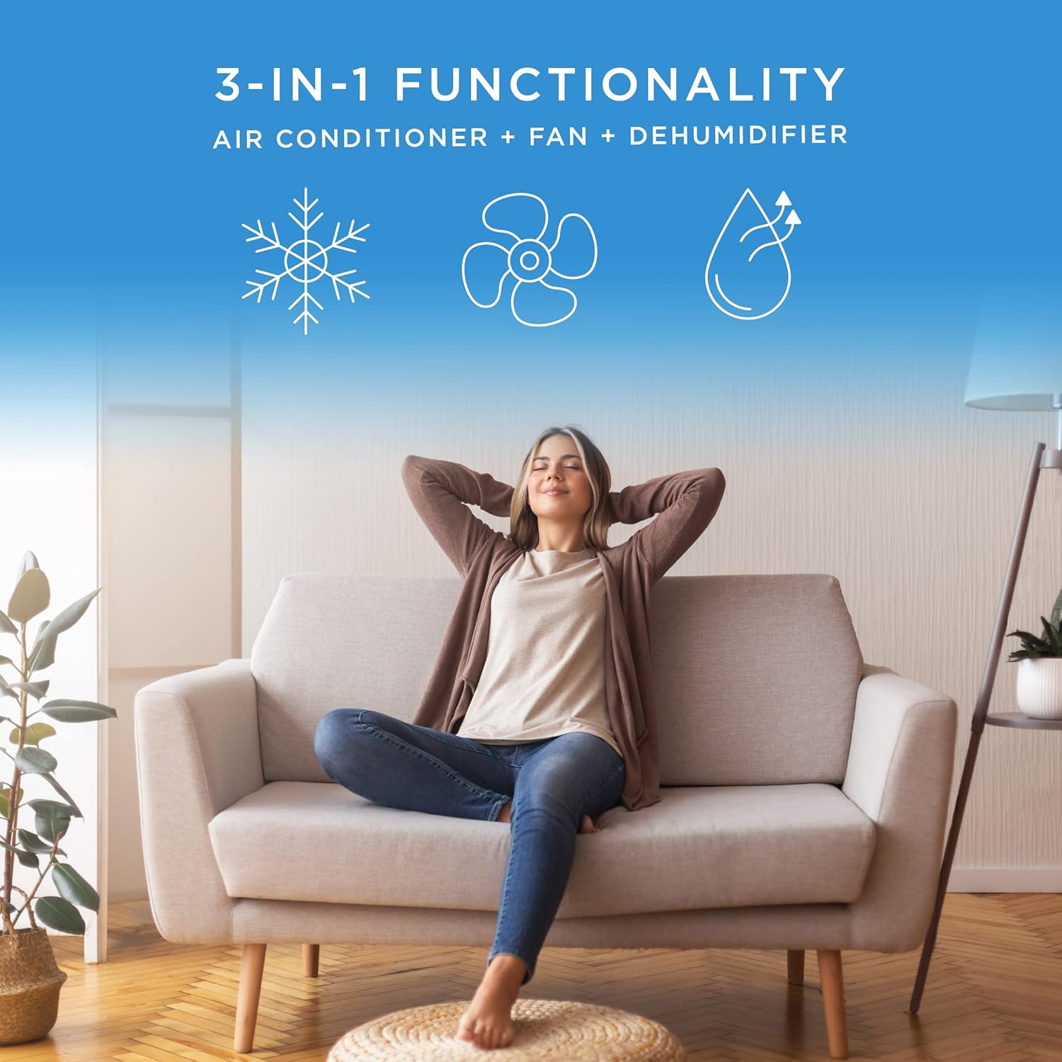 COMMERCIAL COOL Portable Air Conditioner 12,000 BTU Air Conditioner Unit with Dehumidifier & Fan, AC Unit Cools up to 550 Square Feet, Indoor Air Conditioner with 2 Remote Controls, White