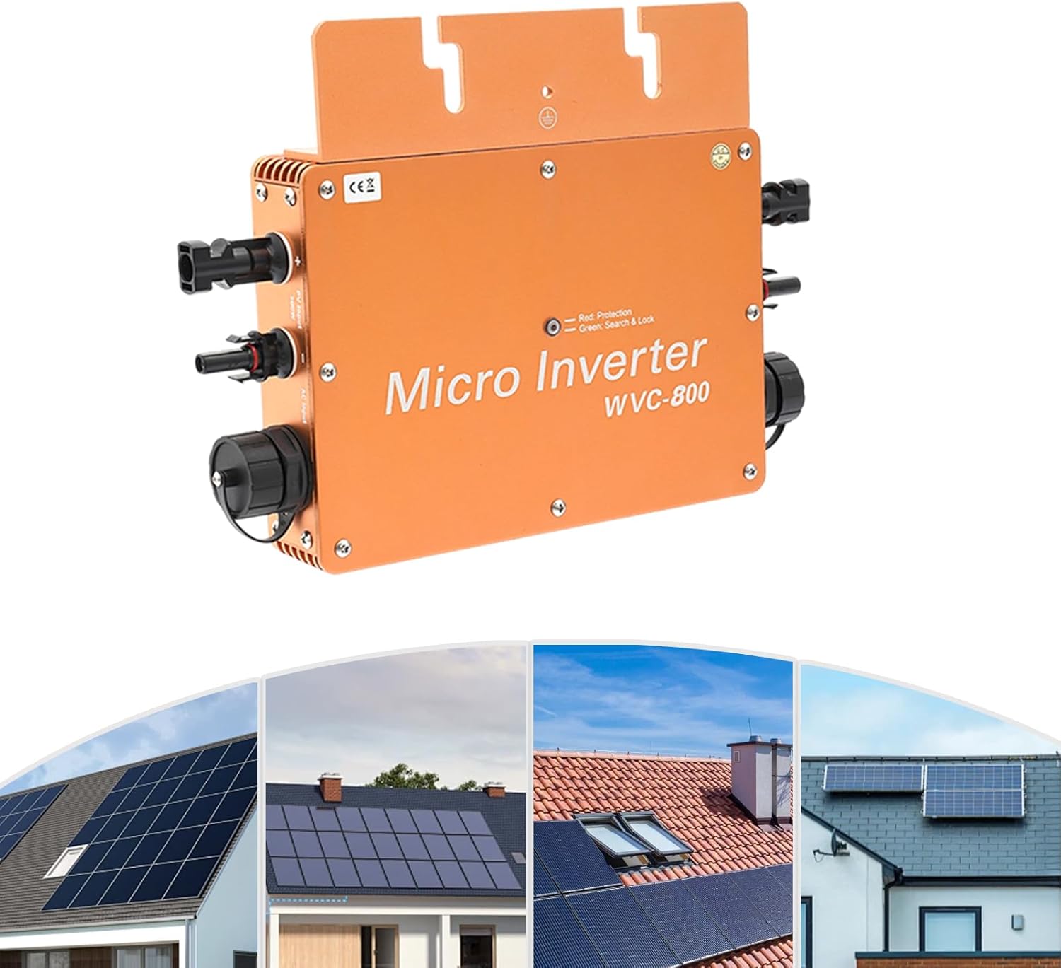 Solar Power Inverter 800w Solar Power Inverter with LCD Display, Grid Tie Micro Inverters for Vehicles with SPWM Control, Rv Inverters for Home Backup, Truck & Outdoor 120v 230v (Gold)