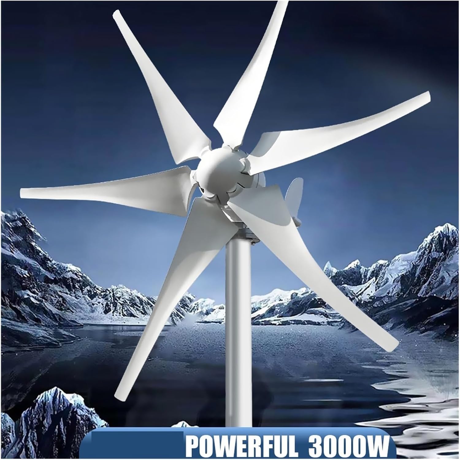 3000W Horizontal Wind Turbines Generator 12V/24V/48V Low Noise Wind Turbine 5 Blade Family with Controller Industrial Energy(Type1,24V_3KW)