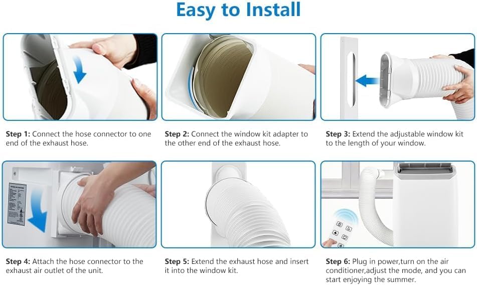 Portable Air Conditioners, 14000 BTU Room Air Conditioner Cools Up to 750 Sq.Ft, In-1 Portable AC Unit With Cooling, Dehumidifier, Fan & Sleep, With Remote Control & Installation Kits, 24H Timer