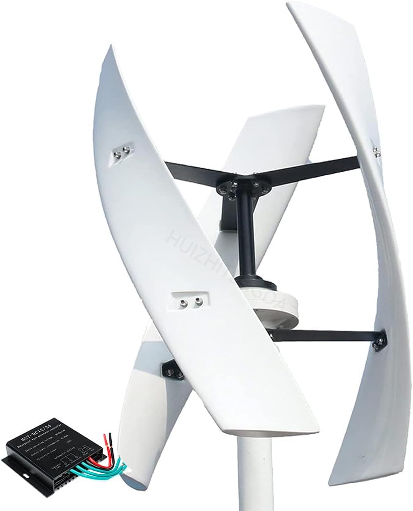 Wind Turbine, MPPT Charge Controller 10000W 12V 24V 48V 220V Vertical Generator with for Home Street Use(White)