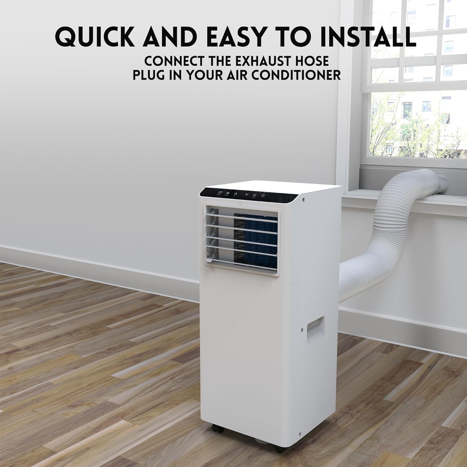 Portable Air Conditioner, 8000 Btus Air Conditioners for Room up to 350 Sq. Ft, 3-in-1 AC Cooling Dehumidifier Fan, Exhaust Hose & Window Kit Included, Quiet Floor A/C Unit for Bedroom Office
