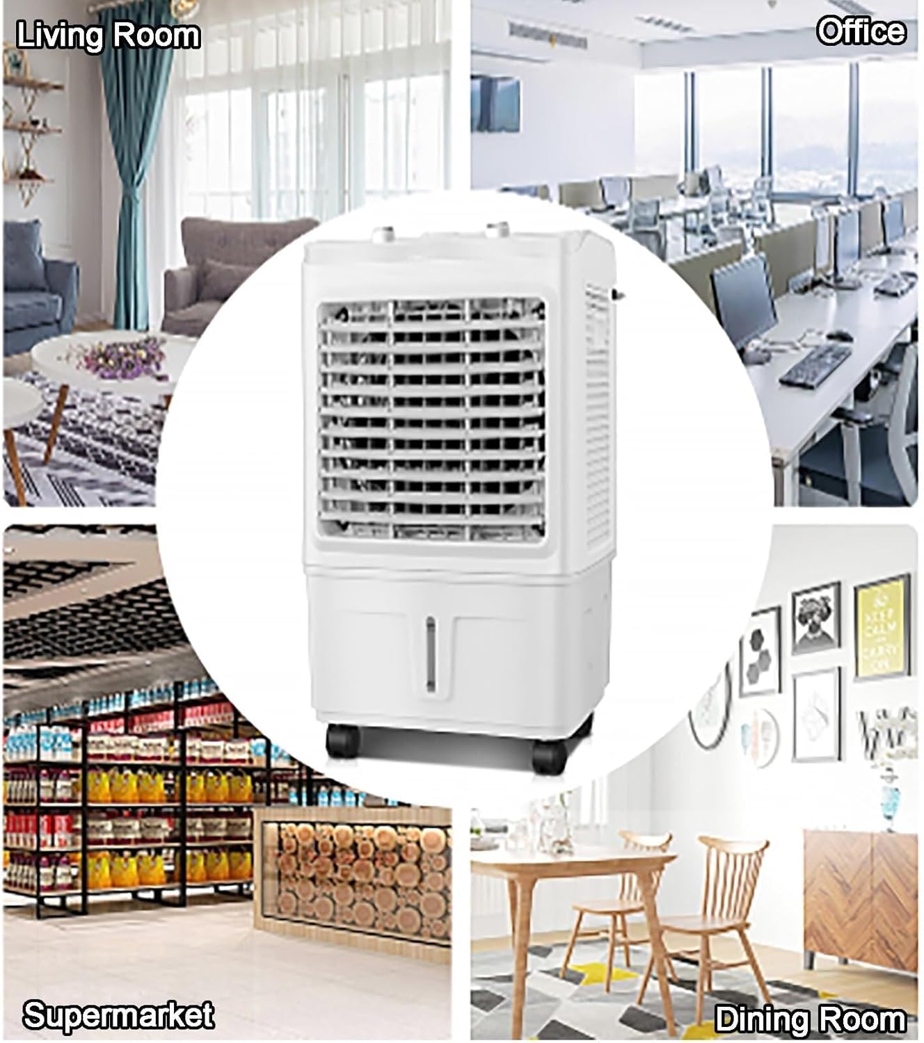 3 In 1 Evaporative Air Cooler & Humidifier & Fan, 3 Wind Speeds, 35L Water Tank, Portable Air Conditioner Fan with 4 Ice Boxes for Home Office Dorm