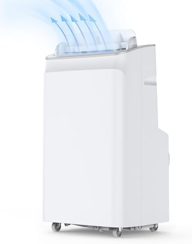 12,000 BTU Portable Air Conditioners, Portable AC With Remote for Room to 400 sq. ft, 4 in 1 Air Conditioner With Fan/Dehumidification/Sleep Mode/Timer and Installation Kit, White