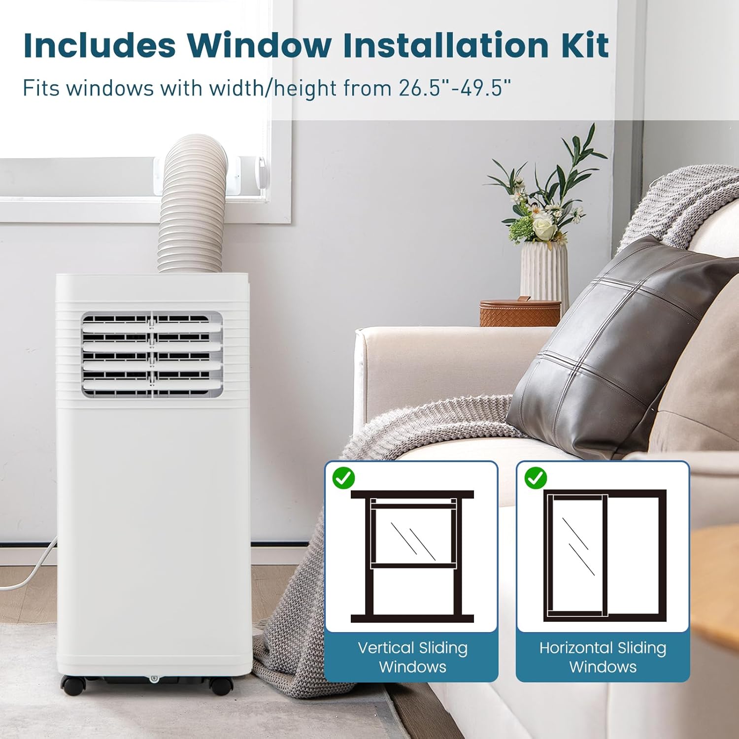 Simoe Portable Air Conditioner, 9000BTU Portable AC for Cooling up to 350 SQ.FT, 3 in 1 AC Unit with Fan & Dehumidifier Mode, Sleep Mode & 24H Timer, Suitable for Bedroom, Living Room