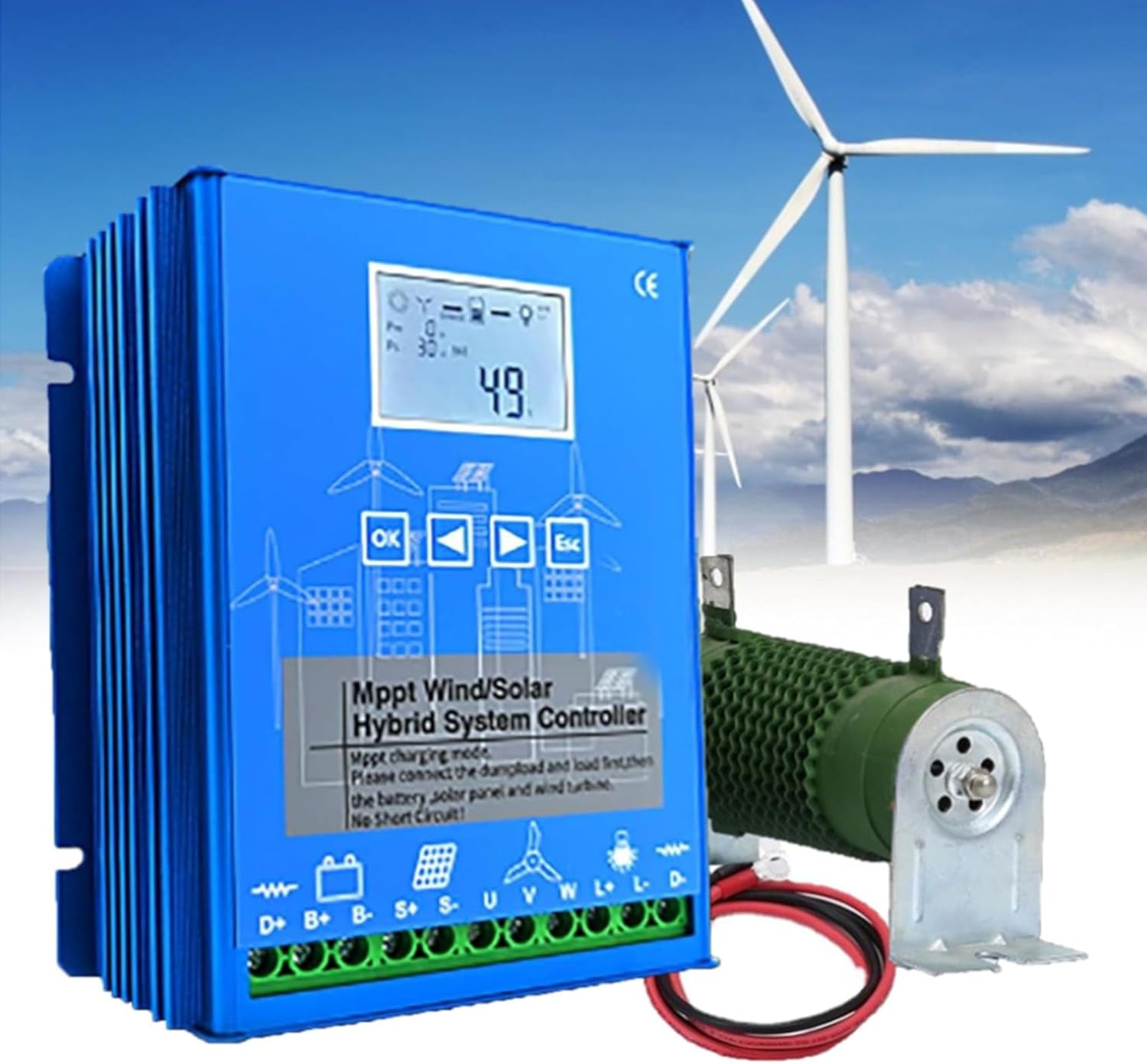 12V, MPPT Solar Charge Controller, 12V 24V 48V Intelligent Identification Buck Wind Hybrid System Charge Controller Solar Panel Battery Regulator,24V-4000W