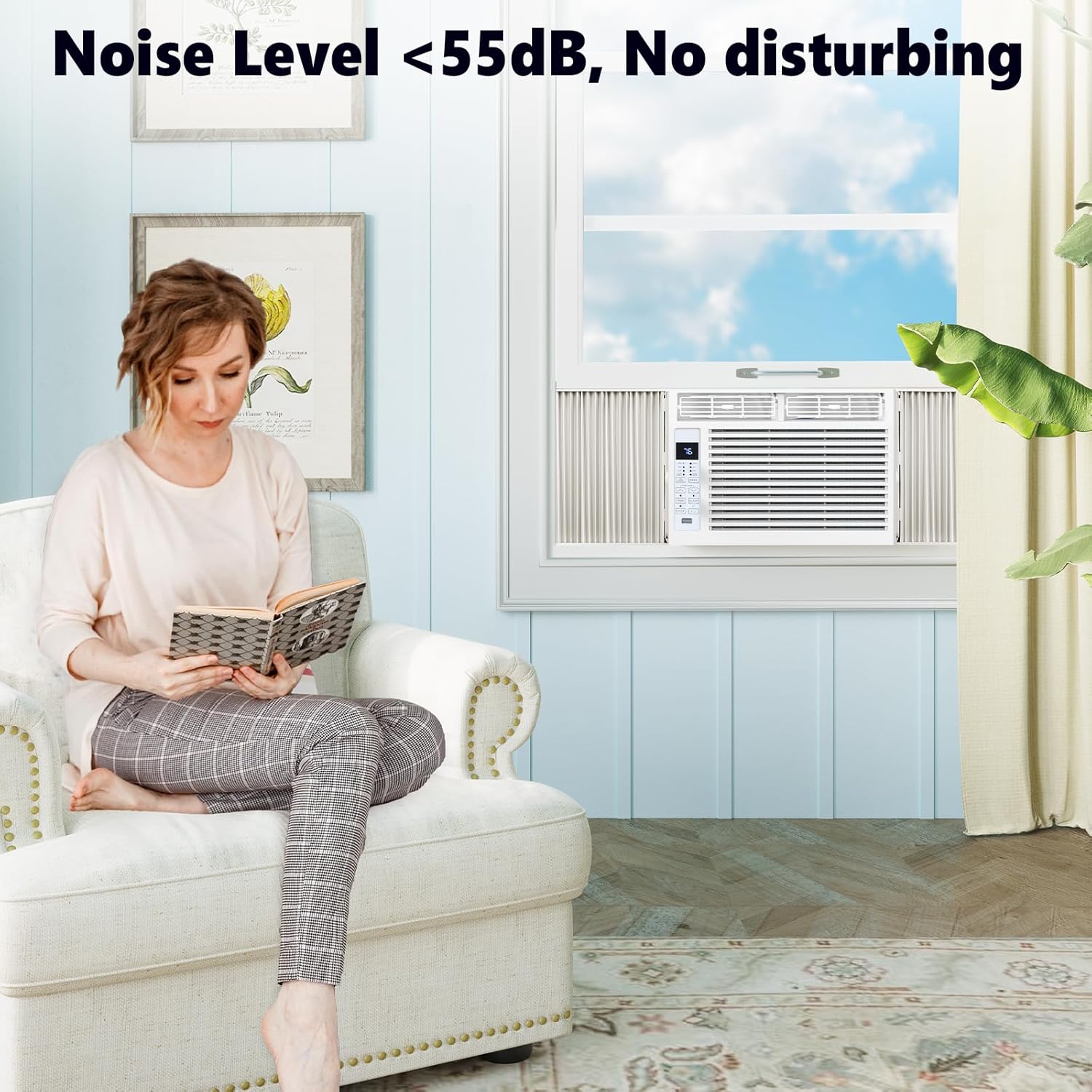 Window Air Conditioner 6,000 BTU, Window Type AC Unit with Cooling, Dry Mode, 4 Fan Speeds, 24-H Timer, Sleep Mode, Cooling for 250sq.ft Bedroom, Living Room, Office