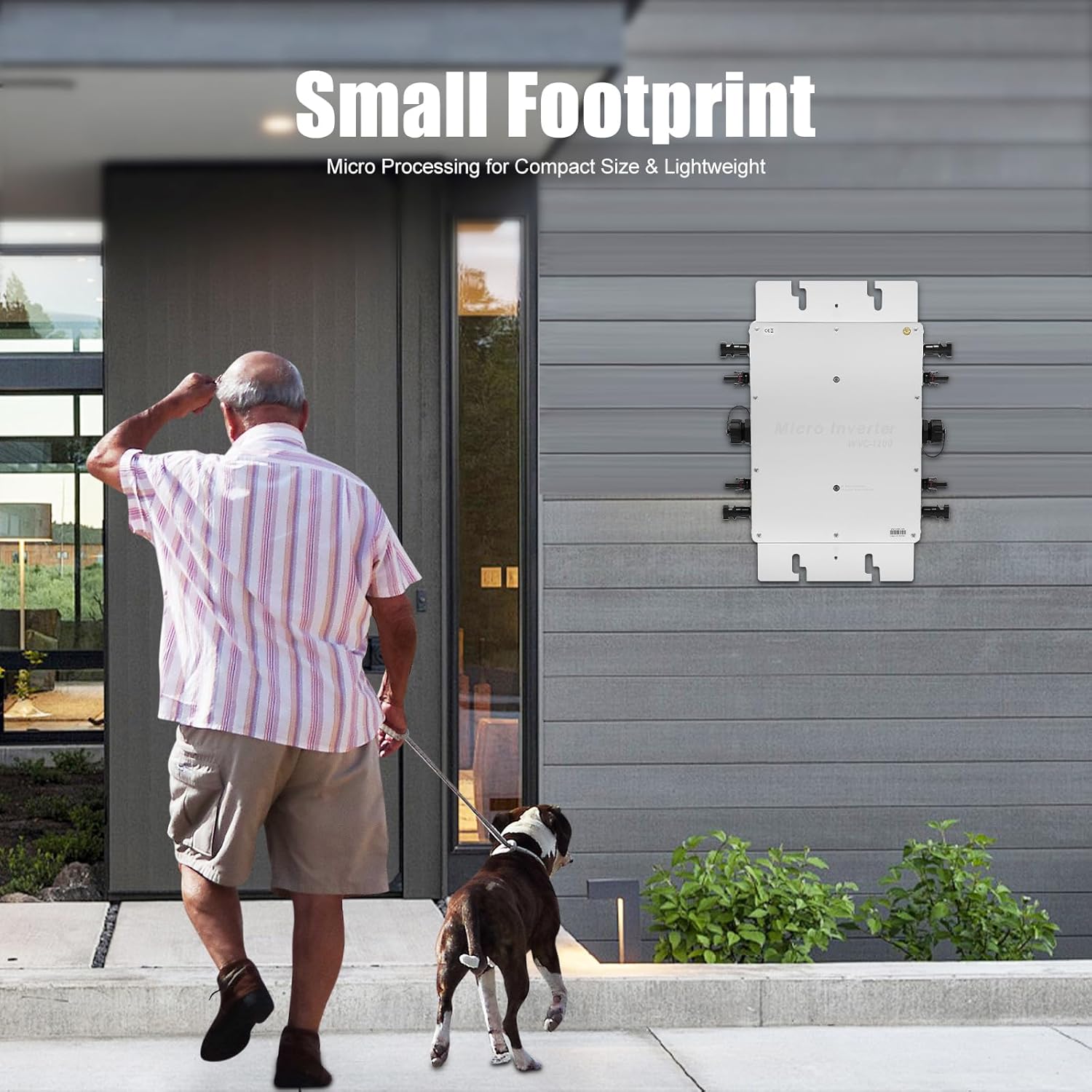 1200W Solar Grid Tie Micro Inverter, 110V Solar Micro Grid Tie Inverter with 32 bit DSP and LCD Display, IP65 Waterproof, MPPT Tech Boosts Generation by 25% for 30V 36V Solar Panel