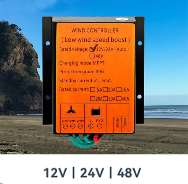 16000W MPPT Wind Charge Discharge Controller,12V 24V 48V Wind Charge Controller IP68 for AC DC Wind Turbine Generator(Yellow)