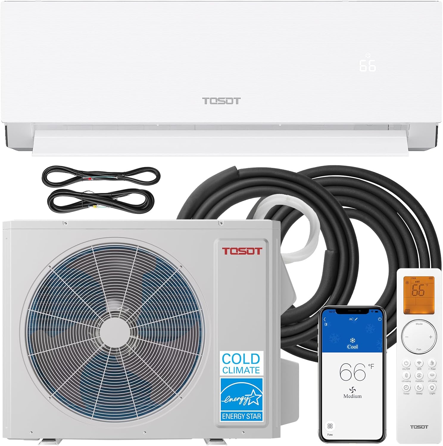 TOSOT 12,000 BTU 24.5 SEER2 Mini-Split Air Conditioner & Heater, Energy Star & Cold Climate Certified, Ductless Inverter AC Unit with WiFi, Supports ERV System, 208-230V, Aoraki Series, White