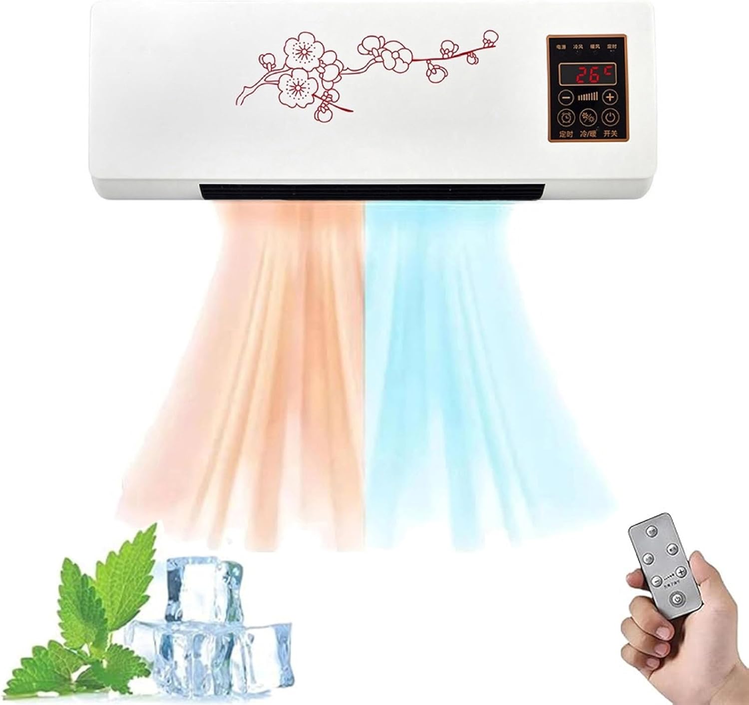 Portable Wireless Wall Mounted Air Conditioner, Fast Natural Wind/heating Mini Air Cooler,2000w Ultra-quiet Ac,silent Airflow for Kitchen, Bedroom, Home