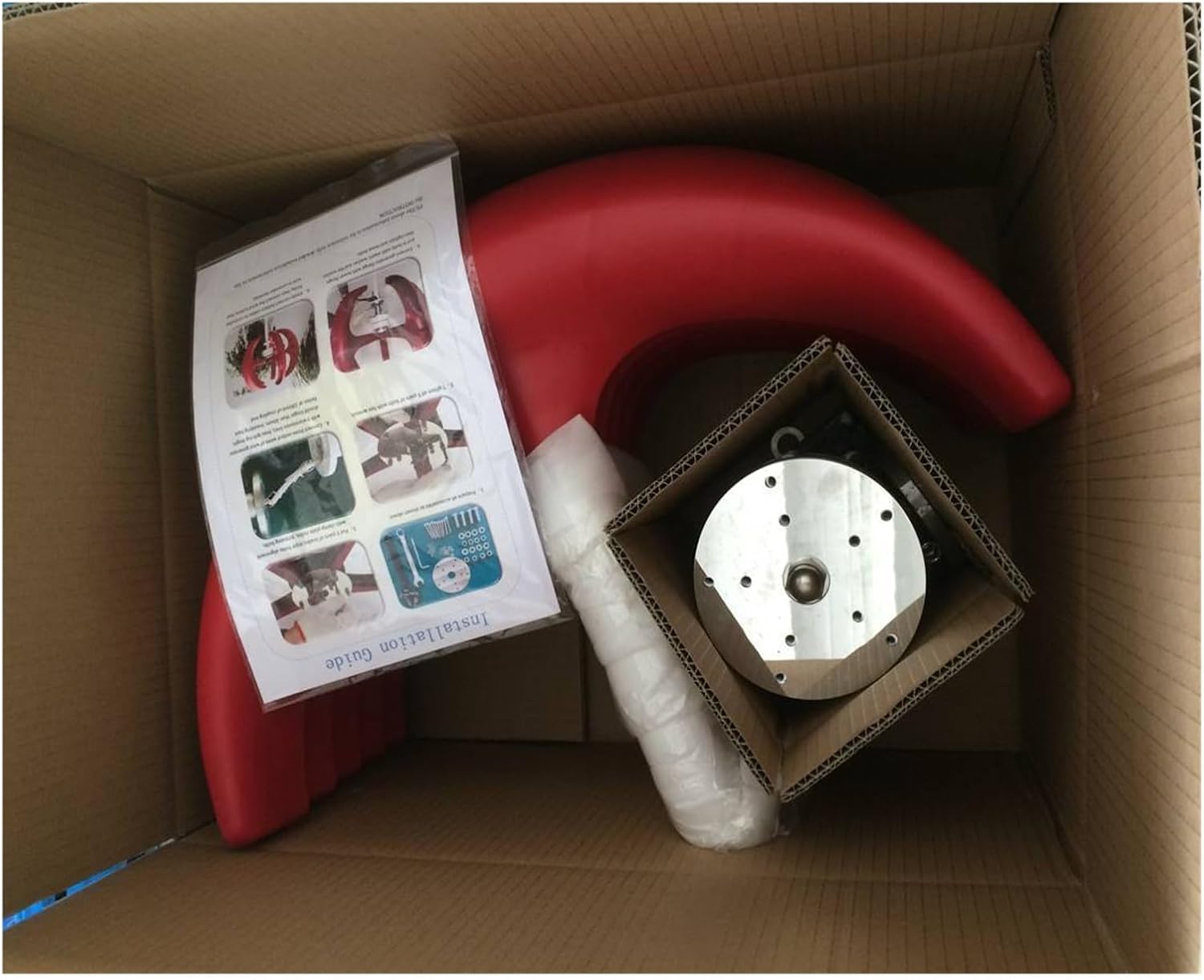 Wind Turbine Generator Kit, Lantern Shape 5KW 12V 24V Vertical Wind Power Turbine Generator Kit for Home 5000W Low Noise Windmill Low Wind Speed Starting Wind Turbines(Rojo,12V)