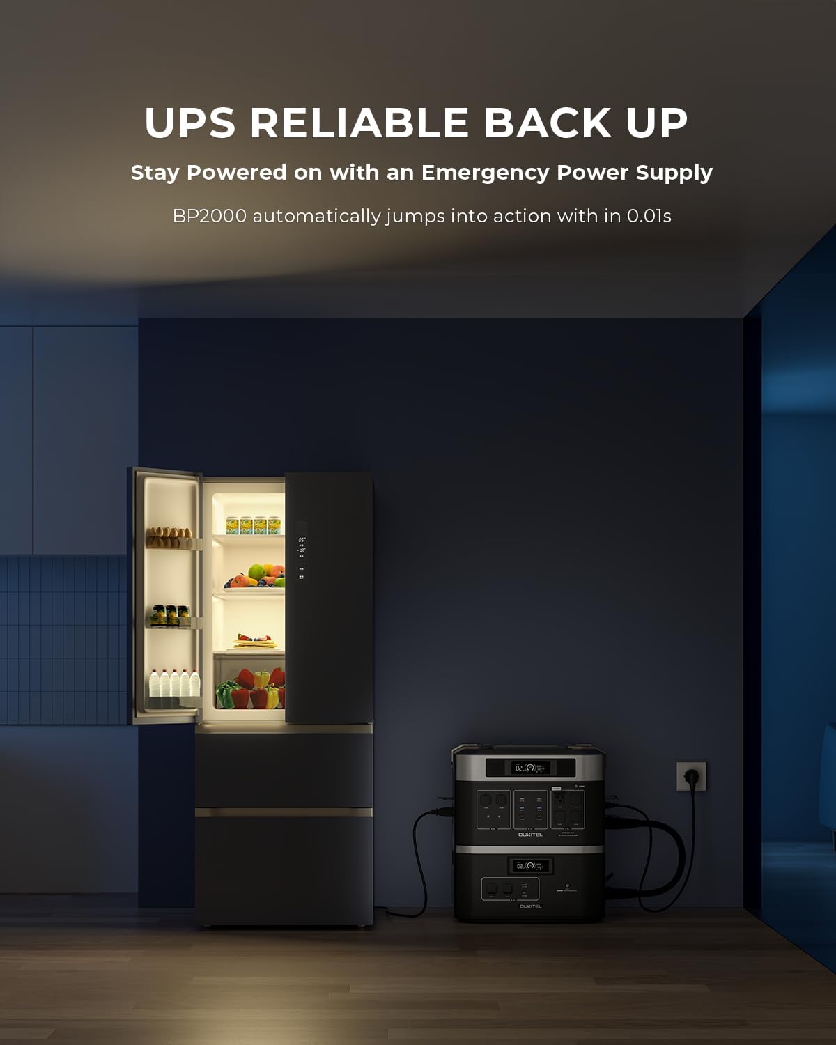 Oukitel BP200 Solar Generator Emergency Home Backup, Camping, Outdoor Battery Backup (BP2000+2*B2000E)