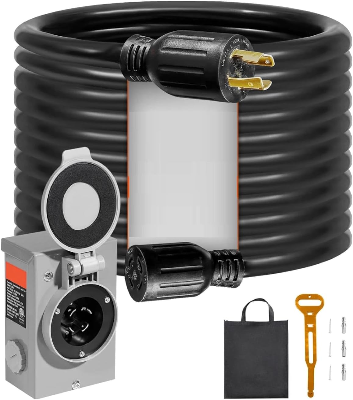 for 25 FT 30 Amp Generator Cord and Power Inlet Box NEMA L14-30P/L14-30R STW