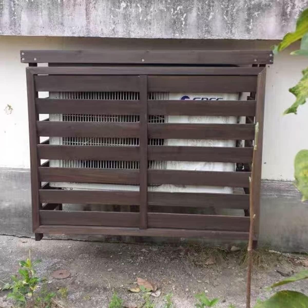 Air Conditioner Covers for Outside Units Wooden Air Conditioner Cover Privacy Fence Screen Condensing Unit Protective Cover Decorative Louvered Frame Weather Resistant (Size : B)