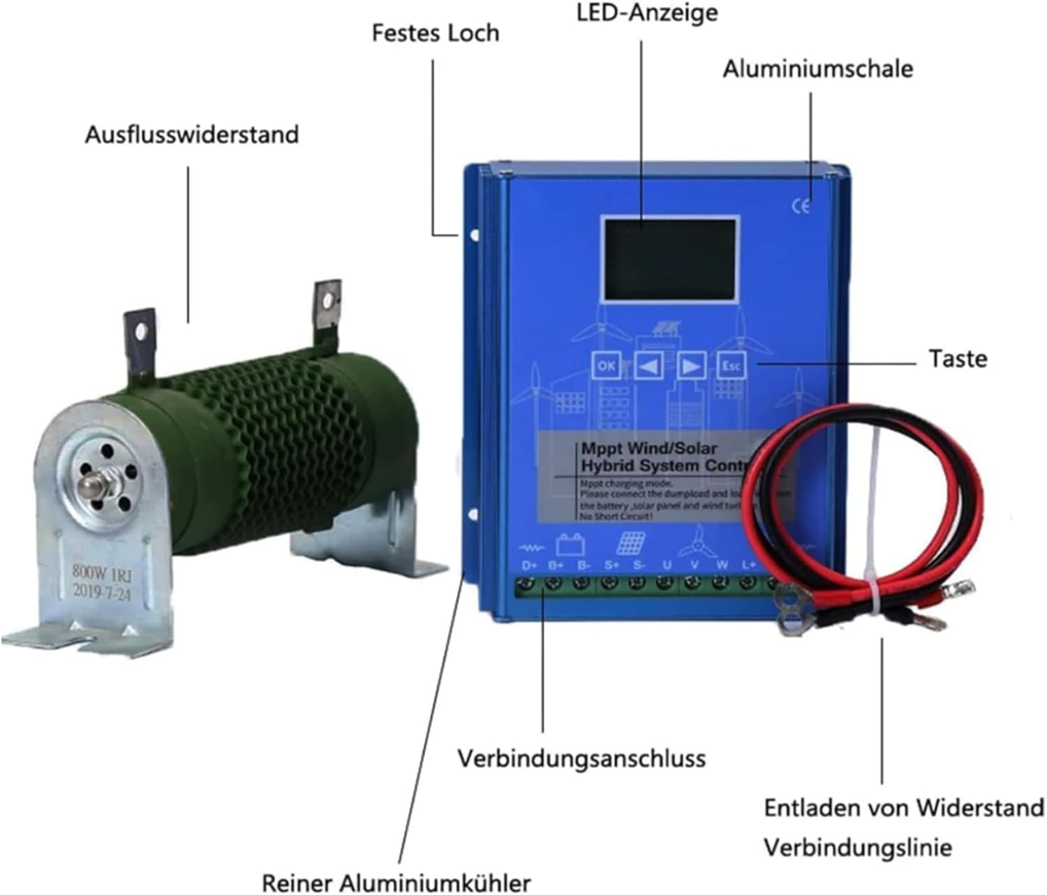 48v, 12V/24V/48V Multifunctional Wind Solar Controller 10000W Wind Solar Hybrid Controller with Dump Load and LCD Display, for Home Use Windmill Generator